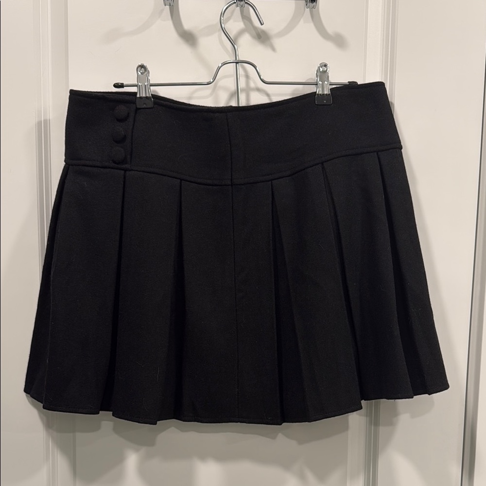 Black Skater Mini Skirt with Pleats